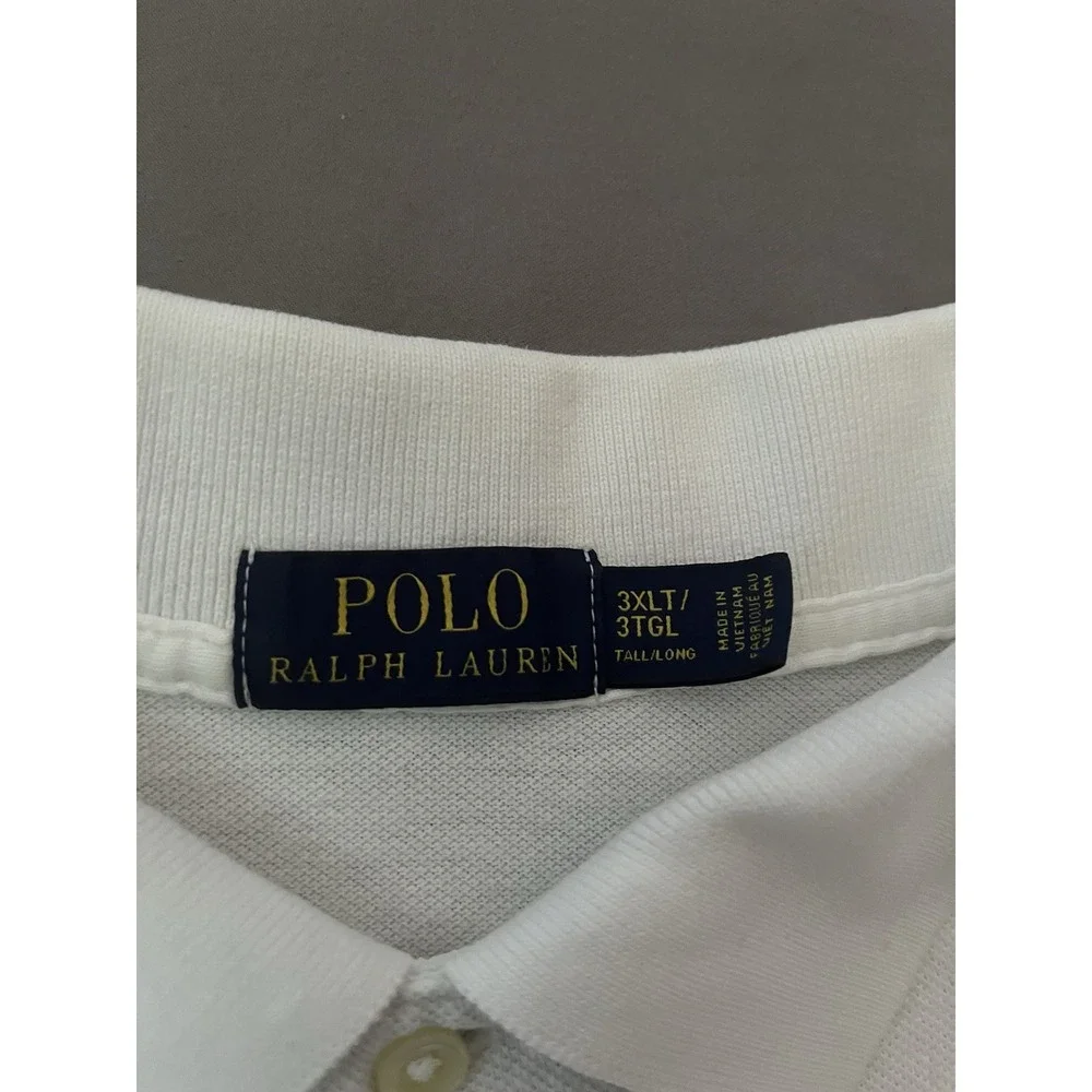 Ralph Lauren Polo Shirt Men's Size 3XLT Long Tall White Short Sleeve Pony Preppy